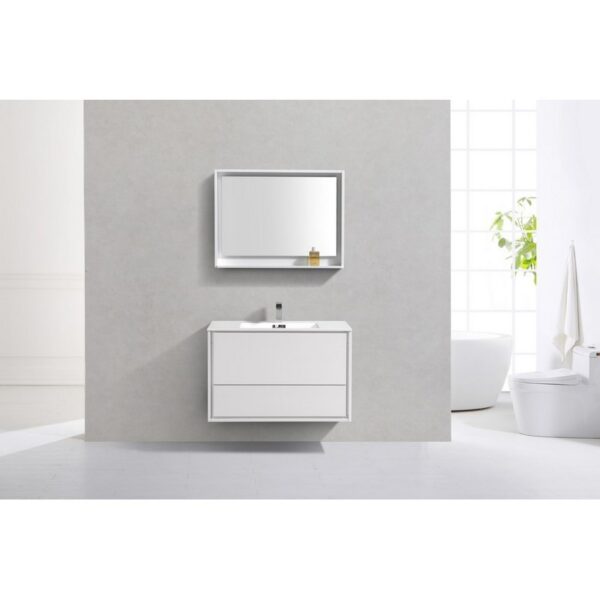 Kubebath DL36 De Lusso 36 Inch Wall Mount Single Sink Bath Vanity