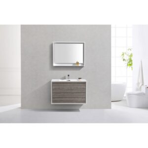 Kubebath DL36 De Lusso 36 Inch Wall Mount Single Sink Bath Vanity