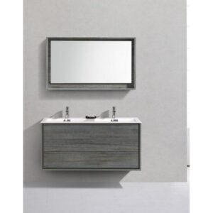 Kubebath DL48D De Lusso 48 Inch Wall Mount Double Sink Bath Vanity