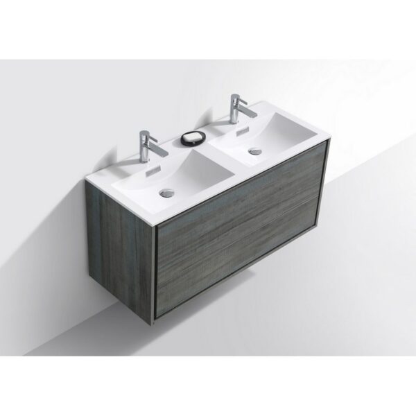 Kubebath DL48D De Lusso 48 Inch Wall Mount Double Sink Bath Vanity