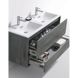 Kubebath DL48D De Lusso 48 Inch Wall Mount Double Sink Bath Vanity