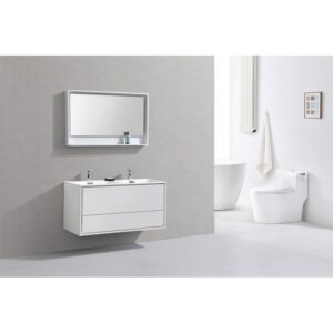 Kubebath DL48D De Lusso 48 Inch Wall Mount Double Sink Bath Vanity