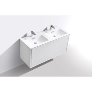 Kubebath DL48D De Lusso 48 Inch Wall Mount Double Sink Bath Vanity