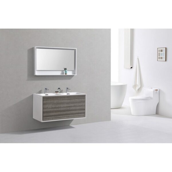 Kubebath DL48D De Lusso 48 Inch Wall Mount Double Sink Bath Vanity