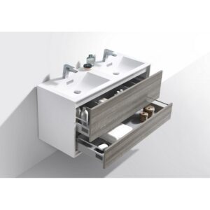 Kubebath DL48D De Lusso 48 Inch Wall Mount Double Sink Bath Vanity