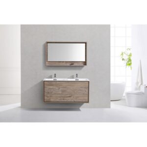 Kubebath DL48D De Lusso 48 Inch Wall Mount Double Sink Bath Vanity