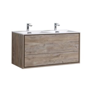 Kubebath DL48D De Lusso 48 Inch Wall Mount Double Sink Bath Vanity