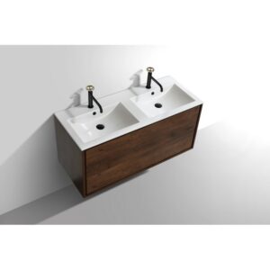 Kubebath DL48D De Lusso 48 Inch Wall Mount Double Sink Bath Vanity