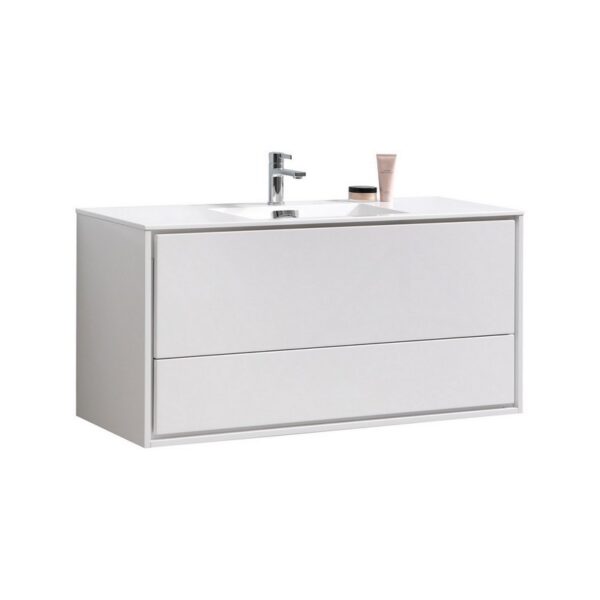 Kubebath DL48S De Lusso 48 Inch Wall Mount Single Sink Bath Vanity