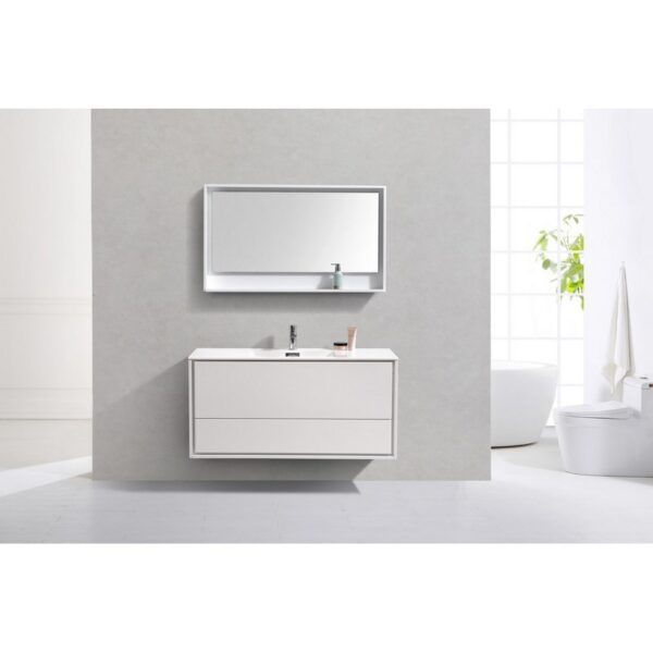 Kubebath DL48S De Lusso 48 Inch Wall Mount Single Sink Bath Vanity