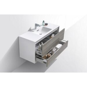 Kubebath DL48S De Lusso 48 Inch Wall Mount Single Sink Bath Vanity