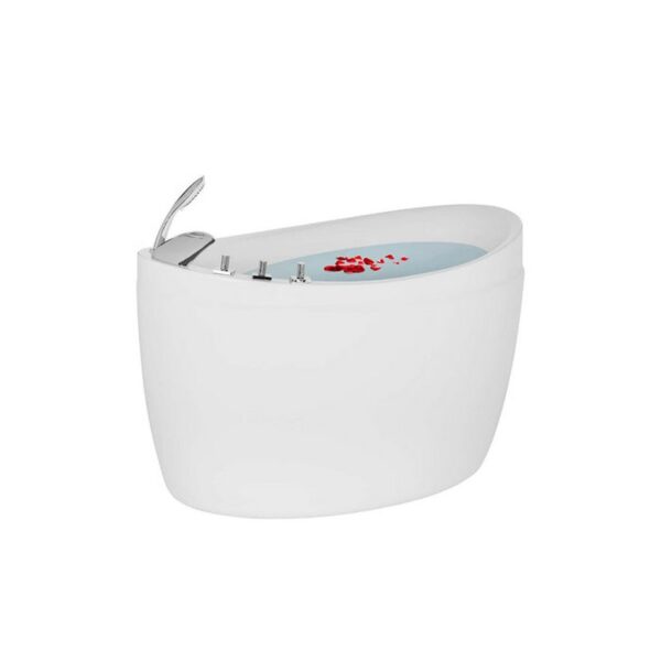 Empava EMPV-48JT011 48 x 31 1/2 Inch Japanese-Style Freestanding Oval Air Massage Bathtub with Tub Filler - White