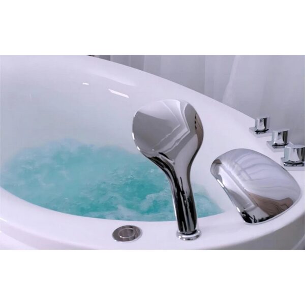 Empava EMPV-48JT011 48 x 31 1/2 Inch Japanese-Style Freestanding Oval Air Massage Bathtub with Tub Filler - White