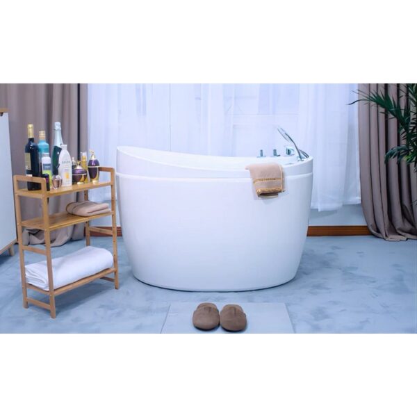 Empava EMPV-48JT011 48 x 31 1/2 Inch Japanese-Style Freestanding Oval Air Massage Bathtub with Tub Filler - White