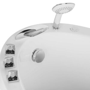 Empava EMPV-48JT011 48 x 31 1/2 Inch Japanese-Style Freestanding Oval Air Massage Bathtub with Tub Filler - White