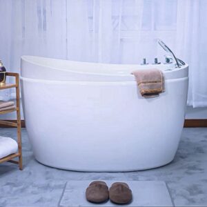 Empava EMPV-48JT011 48 x 31 1/2 Inch Japanese-Style Freestanding Oval Air Massage Bathtub with Tub Filler - White