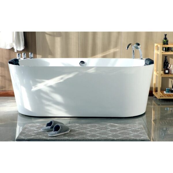 Empava EMPV-59AIS06 59 x 29 1/2 Inch Whirlpool Acrylic Alcove Hydromassage Bathtub with Tub Filler - White