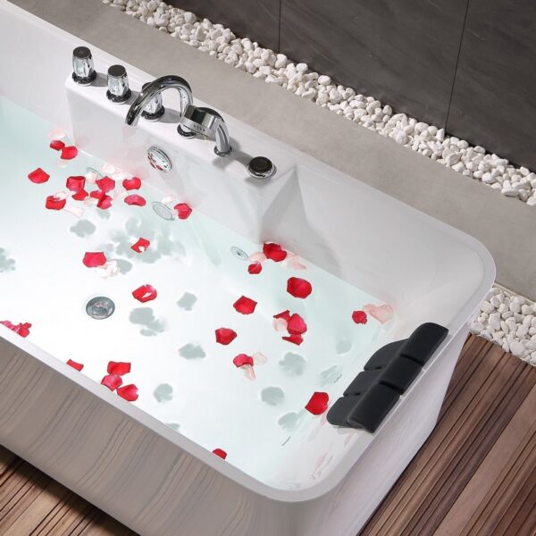 Empava EMPV-59AIS15 59 x 29 1/2 Inch Whirlpool Freestanding Hydromassage Bathtub with Tub Filler - White