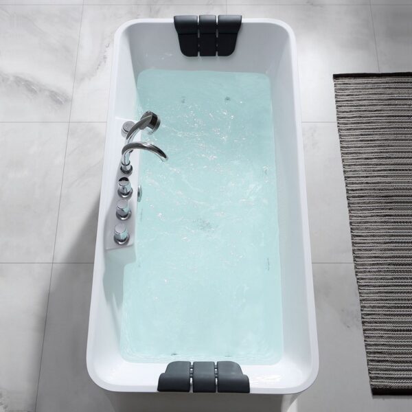 Empava EMPV-59AIS15 59 x 29 1/2 Inch Whirlpool Freestanding Hydromassage Bathtub with Tub Filler - White