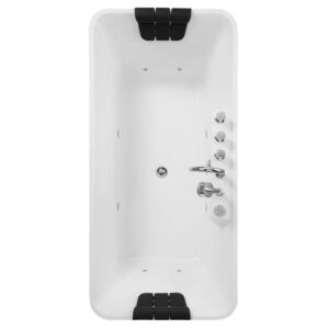 Empava EMPV-59AIS15 59 x 29 1/2 Inch Whirlpool Freestanding Hydromassage Bathtub with Tub Filler - White