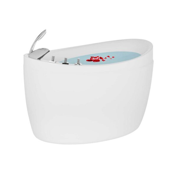 Empava EMPV-59JT011 59 x 31 1/2 Inch Freestanding Japanese-Style Air Massage Bathtub with Tub Filler - Glossy White