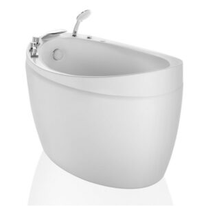 Empava EMPV-59JT011 59 x 31 1/2 Inch Freestanding Japanese-Style Air Massage Bathtub with Tub Filler - Glossy White