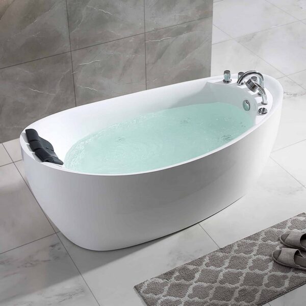 Empava EMPV-67AIS02 67 x 31 Inch Whirlpool Freestanding Bathtub with Tub Filler - White