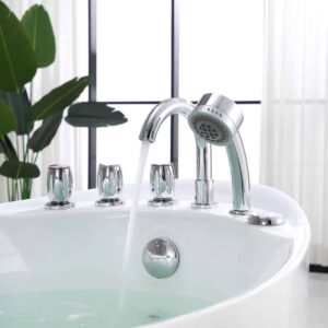 Empava EMPV-67AIS02 67 x 31 Inch Whirlpool Freestanding Bathtub with Tub Filler - White