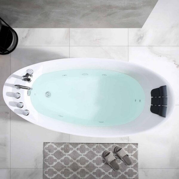 Empava EMPV-67AIS02 67 x 31 Inch Whirlpool Freestanding Bathtub with Tub Filler - White