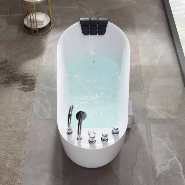 Empava EMPV-67AIS05 67 x 31 1/2 Inch Whirlpool Freestanding Acrylic Bathtub with Tub Filler - White