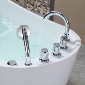 Empava EMPV-67AIS09 67 x 29 1/2 Inch Whirlpool Freestanding Acrylic Bathtub with Tub Filler - White