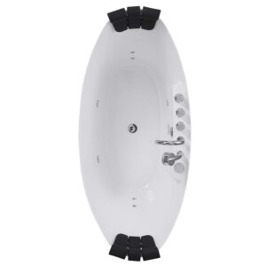 Empava EMPV-67AIS10 67 x 28 3/4 Inch Whirlpool Freestanding Acrylic Bathtub with Tub Filler - White