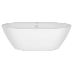 Empava EMPV-71FT1503 70 7/8 x 35 3/8 Inch Freestanding Oval Soaking Bathtub with Center Drain in White