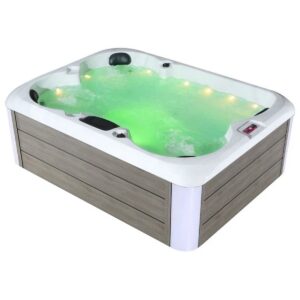 Empava EMPV-SPA3527 82 5/8 x 62 5/8 Inch Freestanding Rectangular Whirlpool Outdoor Hot Tub in Cloud Gray