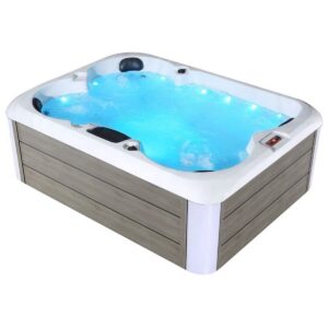 Empava EMPV-SPA3527 82 5/8 x 62 5/8 Inch Freestanding Rectangular Whirlpool Outdoor Hot Tub in Cloud Gray