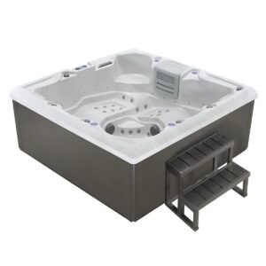 Empava EMPV-SPA3550 84 5/8 x 84 5/8 Inch Freestanding Rectangular Whirlpool Outdoor Hot Tub in Cloud Gray