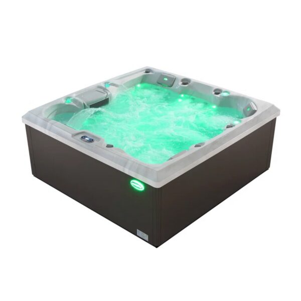 Empava EMPV-SPA3550 84 5/8 x 84 5/8 Inch Freestanding Rectangular Whirlpool Outdoor Hot Tub in Cloud Gray