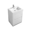 Kubebath FMB24-GW Bliss 24 Inch High Gloss White Free Standing Modern Bathroom Vanity