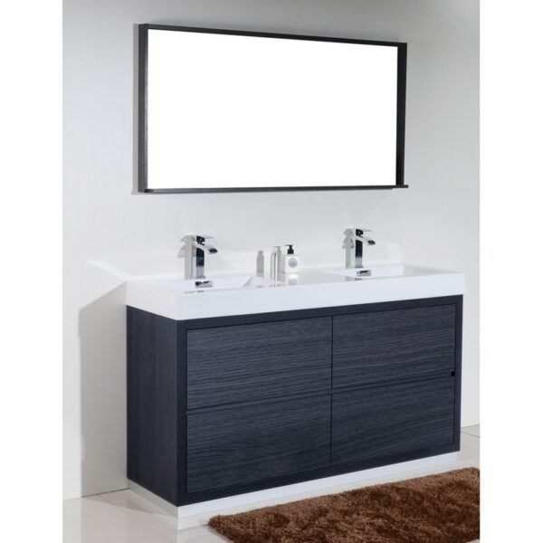 Kubebath FMB60D Bliss 59 1/4 Inch Free Standing Double Sink Bath Vanity