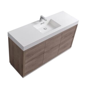 Kubebath FMB60S Bliss 59 Inch Free Standing Single Sink Bath Vanity