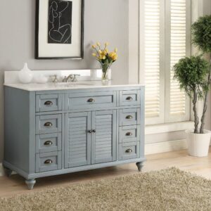 Chans Furniture GD-28328BU-QT Glennville 49 Inch Blue Bathroom Sink Vanity