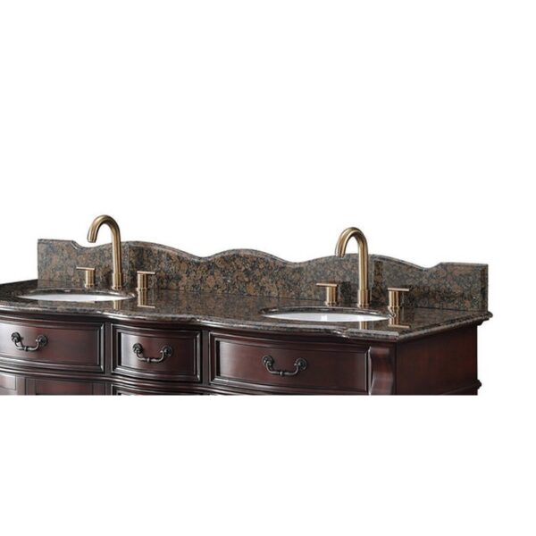 Chans Furniture GD-4438SB-64 Hopkinton 64 Inch Bathroom Double Sink Vanity with Brown Top - Light Cherry