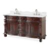 Chans Furniture GD-4438W-64 Hopkinton 64 Inch Bathroom Double Sink Vanity with White Top - Light Cherry