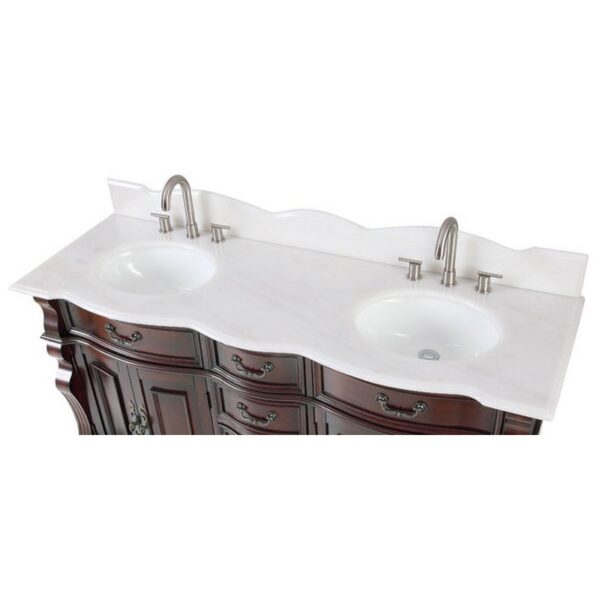 Chans Furniture GD-4438W-64 Hopkinton 64 Inch Bathroom Double Sink Vanity with White Top - Light Cherry