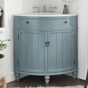 Chans Furniture ZK-47544BU 24 Inch Benton Collection Light Blue Thomasville Corner Bathroom Sink Vanity