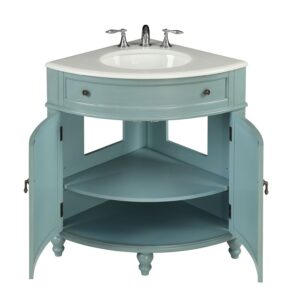 Chans Furniture ZK-47544BU 24 Inch Benton Collection Light Blue Thomasville Corner Bathroom Sink Vanity