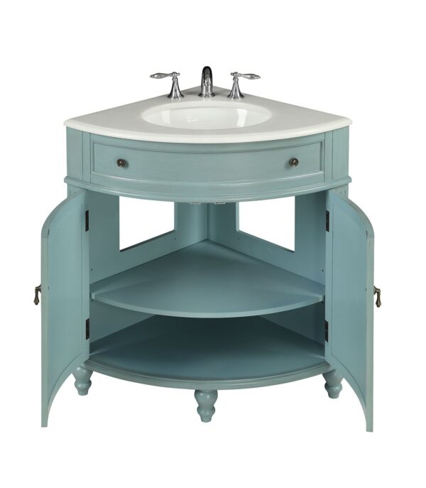 Chans Furniture ZK-47544BU 24 Inch Benton Collection Light Blue Thomasville Corner Bathroom Sink Vanity