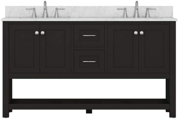 Alya Bath HE-102-60D-CWMT Wilmington 60 Inch Double Vanity with Carrera Marble Top