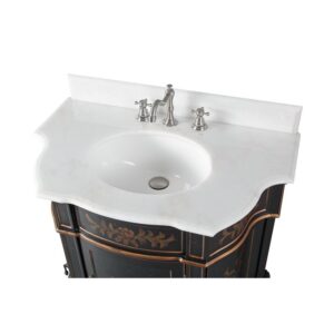 Chans Furniture HF-090BK 35 Inches Benton Collection Crossfield Antique Style Bathroom Vanity In Black