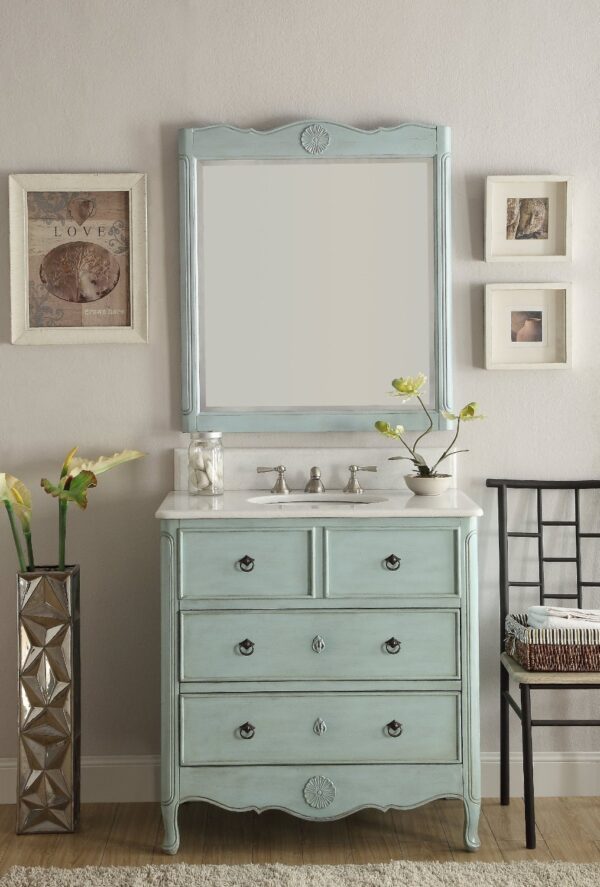 Chans Furniture HF0832LB/MIR-081LB Daleville 31.5 Inch Distressed Light Blue Mirror